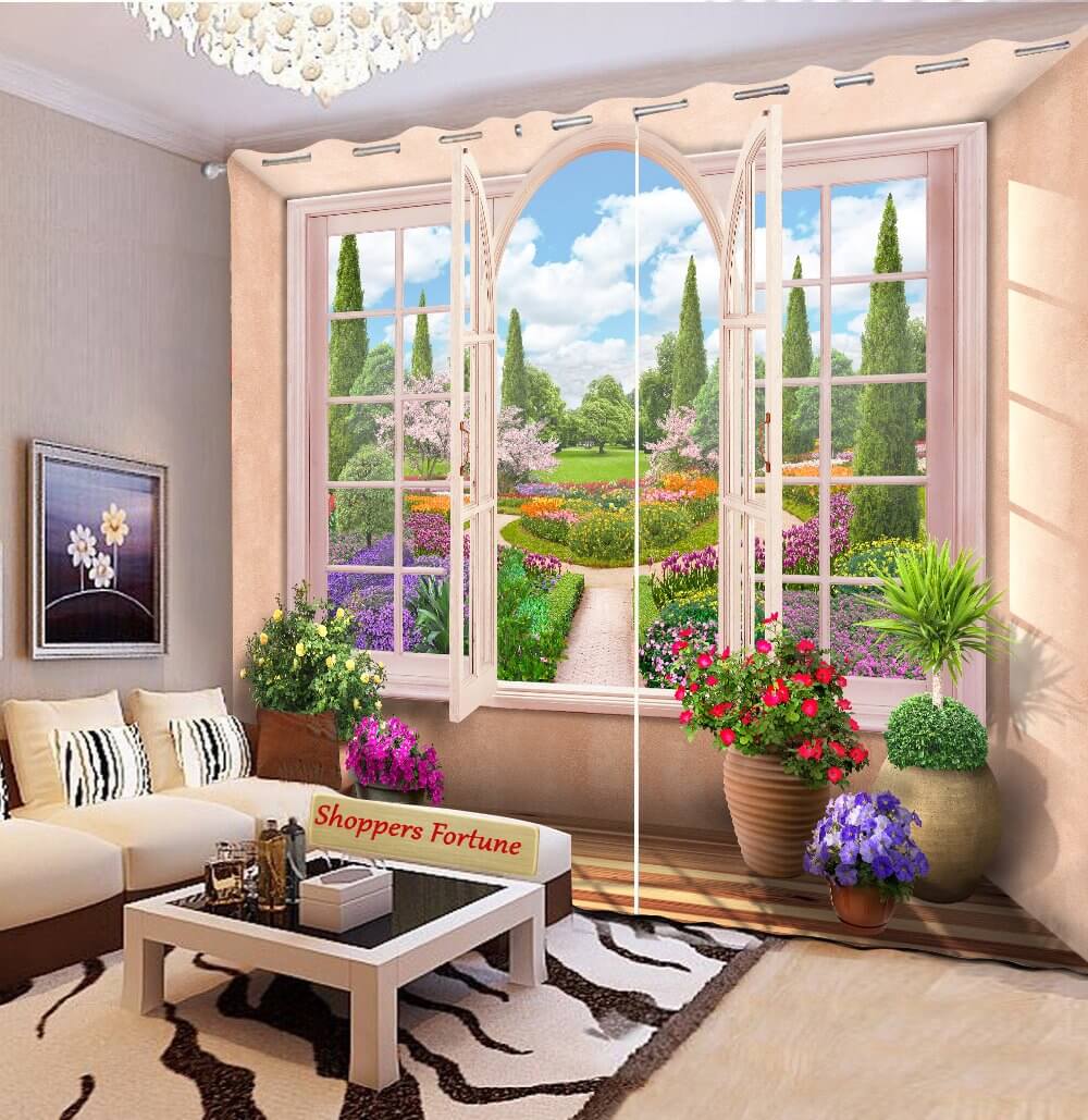 Premium Blackout Digital Curtains - Royal Garden(Set of 2) 2020 Edition