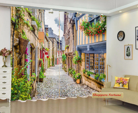 Premium Blackout Digital Curtains - Vintage Roman Alley(Set of 2)