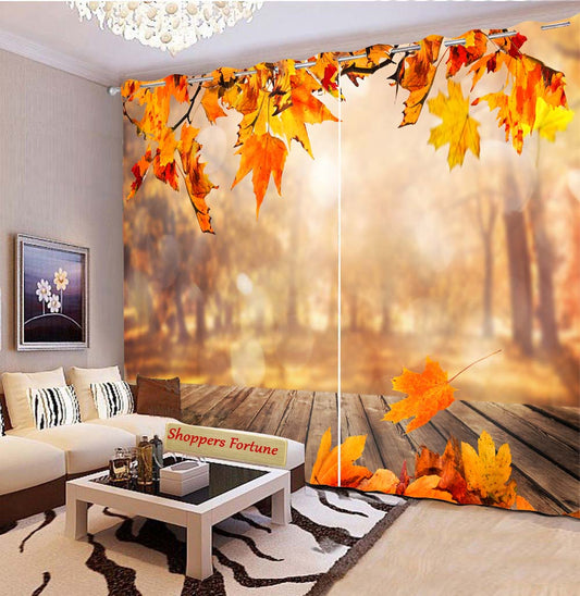 Premium Blackout Digital Curtains - Autumn Aura(Set of 2)