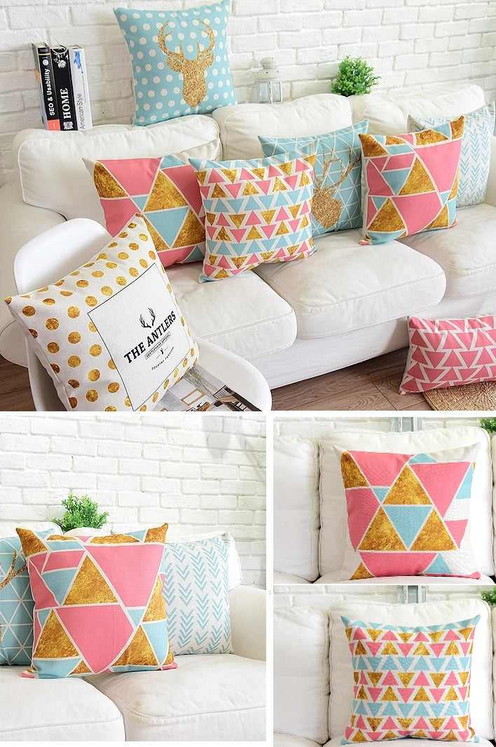 Cotton Feel Designer The Royal Antlers Geometric Decorative Throw Pillow Cushion Covers - Set of 5