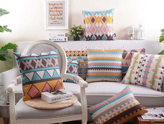 Cotton Feel Designer Intricate Art Decorative Throw Pillow Cushion Covers - Set of 5