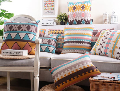 Cotton Feel Designer Intricate Art Decorative Throw Pillow Cushion Covers - Set of 5