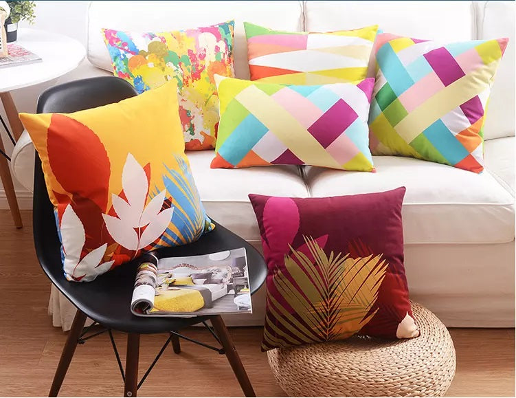 Cotton Feel Designer Modern Multi-Color Decorative Throw Pillow Cushion Covers - Set of 5
