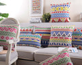Cotton Feel Designer Mystical Triangles Decorative Throw Pillow Cushion Covers - Set of 5