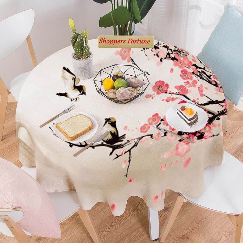 Digital Round Table Covers - Sparrow & Pink Flora