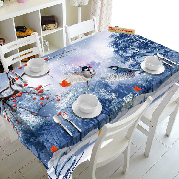 Digital Water Resistant Table Cover - Birds & Berry