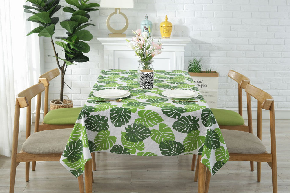 Digital Water Resistant Table Cover - Palm Leaves