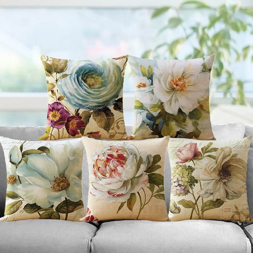 Eloquent Flower Cotton Feel Cushion Covers - 5 Piece/Set