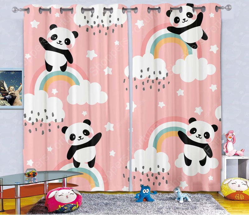 Kids Cartoon Blackout Curtains - Hello Panda (Set of 2)