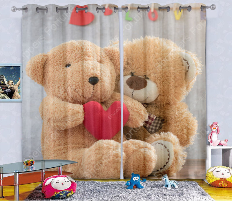Kids Digital Blackout Curtains -  Cozy Couple Teddy (Set of 2)
