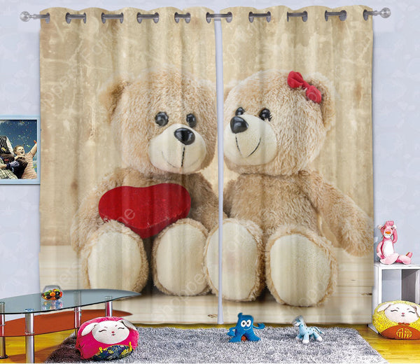 Kids Digital Blackout Curtains - Cutesy Teddy Couple (Set of 2)