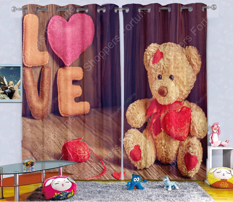 Kids Digital Blackout Curtains - Love with Teddy (Set of 2)