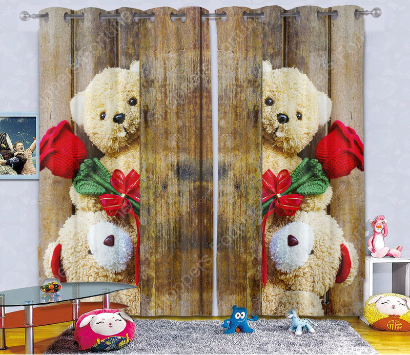 Kids Digital Blackout Curtains - Sneaky Time with Teddy (Set of 2)