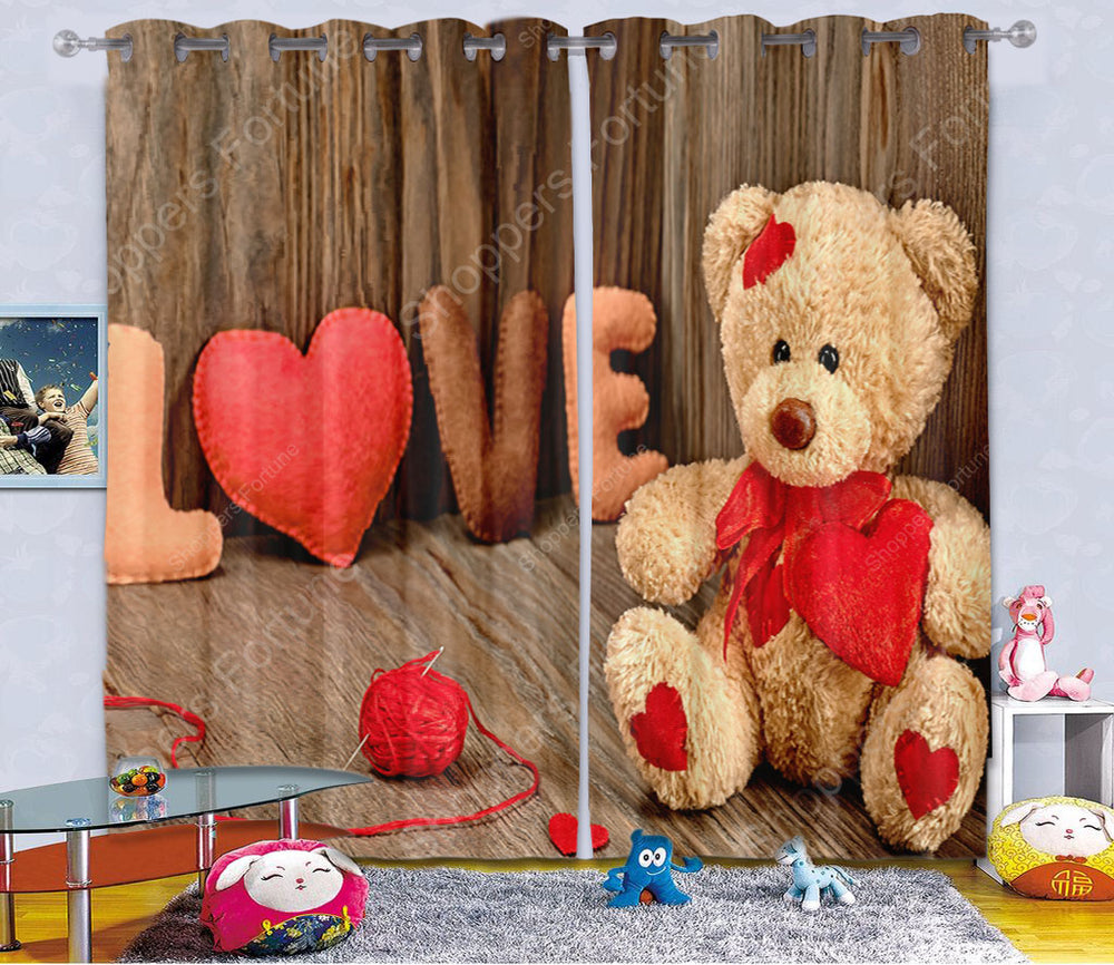 Kids Digital Blackout Curtains - Teddy in Love (Set of 2)