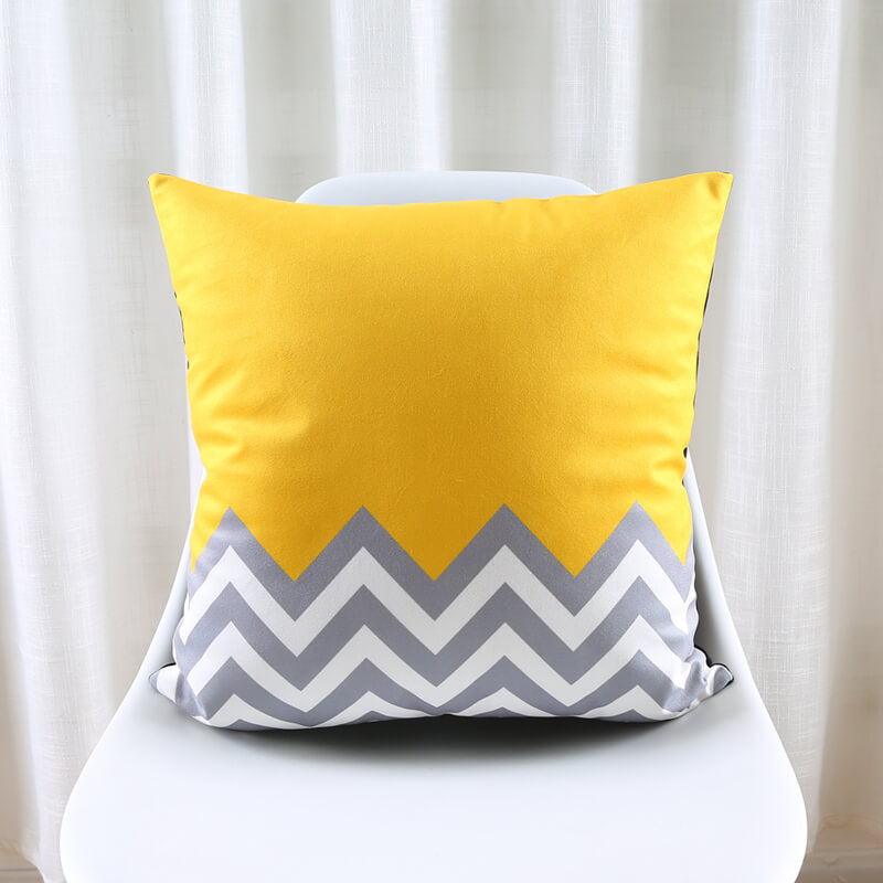Modern Triangular Stripes Geometric Cotton Feel Cushion Covers - 5 Piece/Set