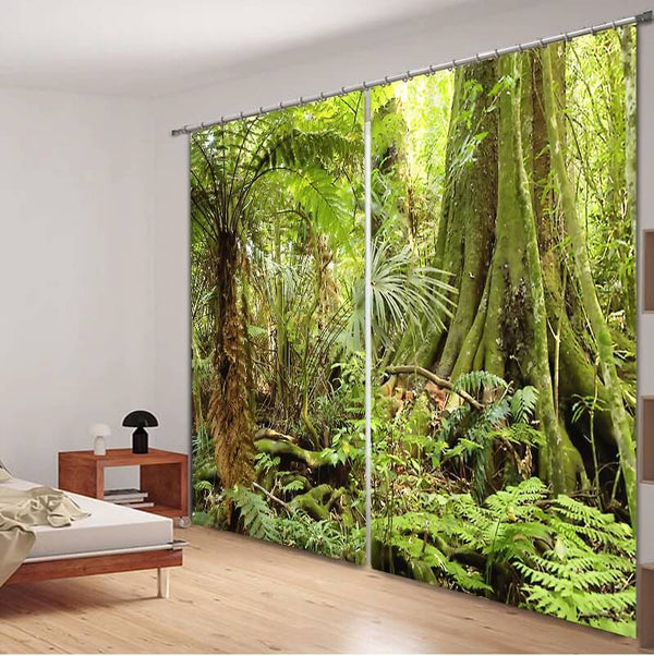 Premium Blackout Digital Curtains - Tropical Forests(Set of 2)