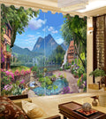 Premium Blackout Digital Curtains - Dazzling Gardens of Heaven(Set of 2) 2024 Edition