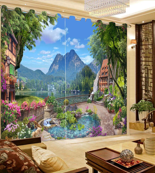 Premium Blackout Digital Curtains - Dazzling Gardens of Heaven(Set of 2) 2024 Edition