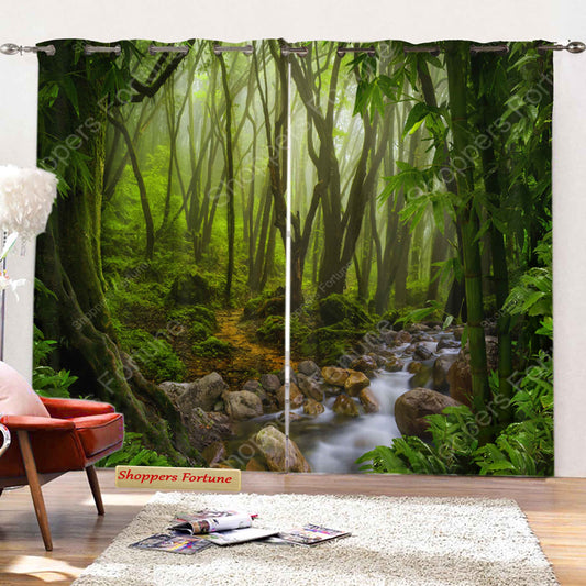Premium Blackout Digital Curtains - Tropical Jungle(Set of 2)
