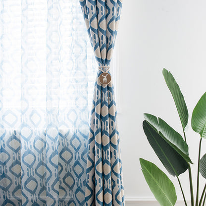 Premium Blackout Geometric Door Window Curtains for Home - Blue Medallion Art(Set of 2)