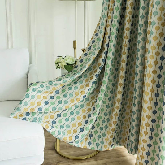 Premium Blackout Geometric Curtains - Colorful Beads(Set of 2)