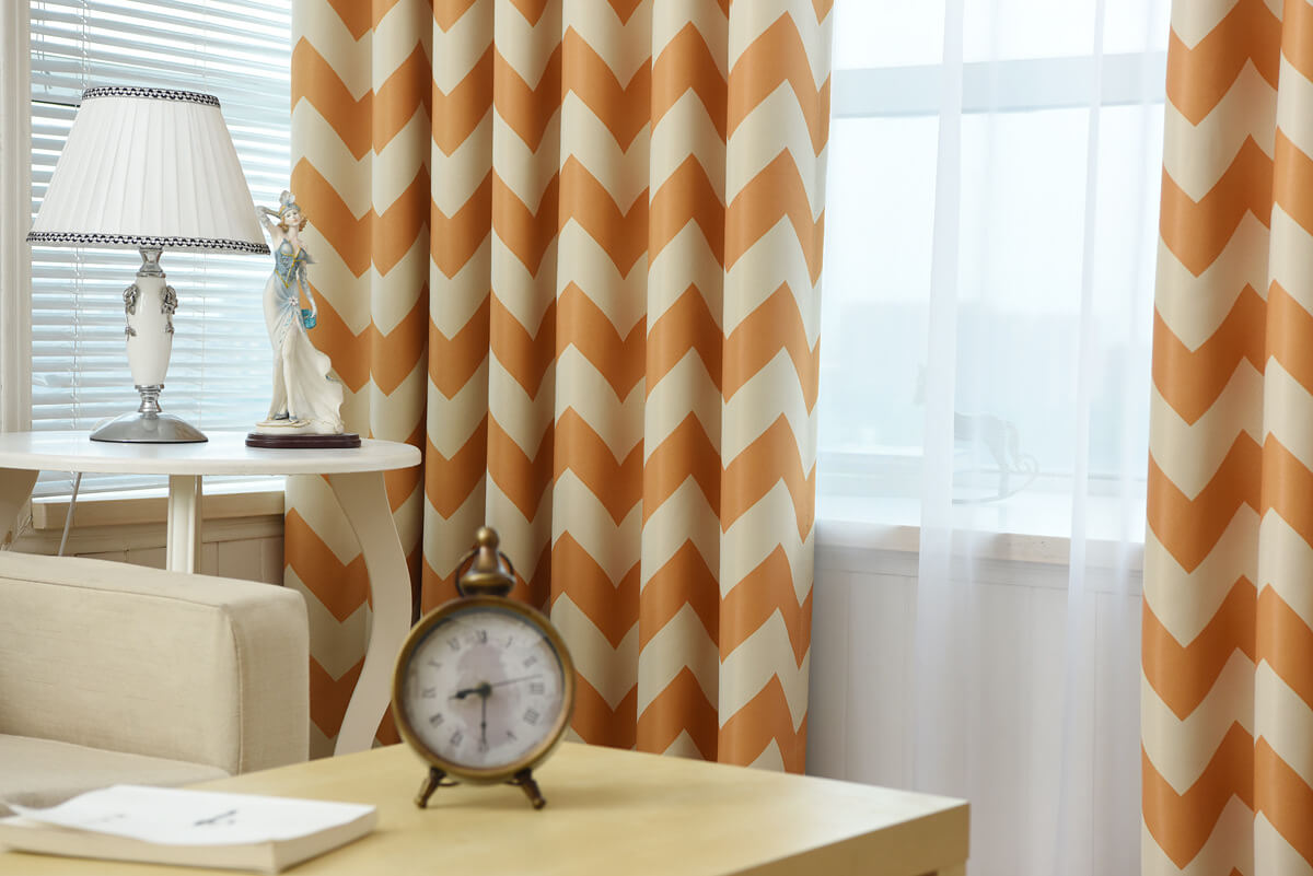 Premium Blackout Geometric Curtains - Rusty Orange Wave(Set of 2)
