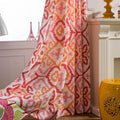 Premium Blackout Geometric Door Window Curtains for Home - Red, Pink & Orange Wavy Pattern(Set of 2)