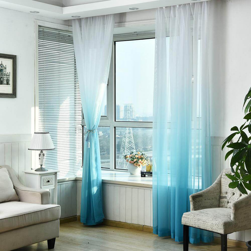 Royal Shading Effect Sheer Curtains - Blue – Shoppers Fortune