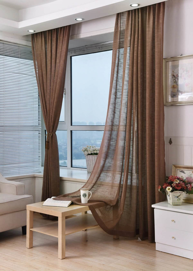 Royal Solid Sheer Curtains - Brown