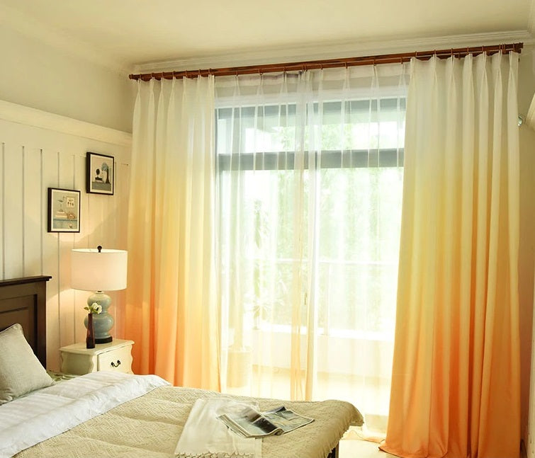 Shading Effect Premium Blackout Curtains - Amber Yellow