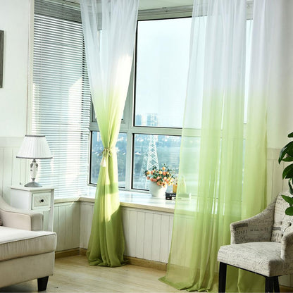 Royal Shading Effect Sheer Curtains - Green