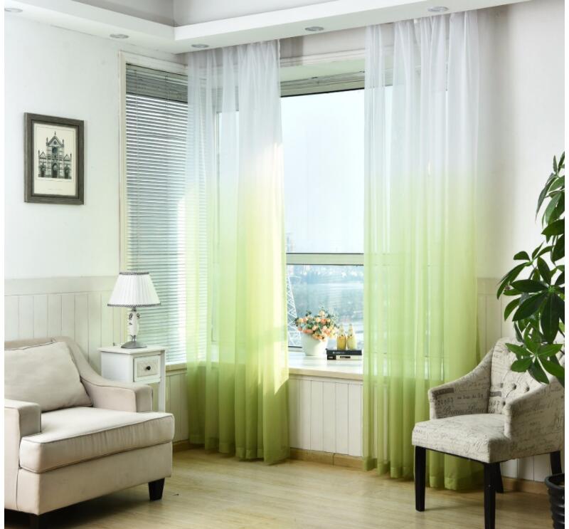 Royal Shading Effect Sheer Curtains - Green