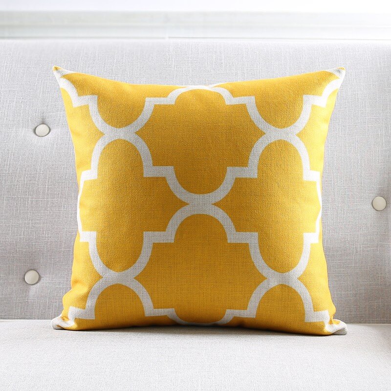 Sparrow Vignette Royal Yellow Cotton Feel Cushion Covers - 5 Piece/Set