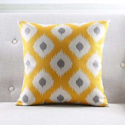 Sparrow Vignette Royal Yellow Cotton Feel Cushion Covers - 5 Piece/Set