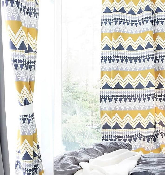 Premium Blackout Geometric Curtains - Ethnic Triangular Pattern(Set of 2)