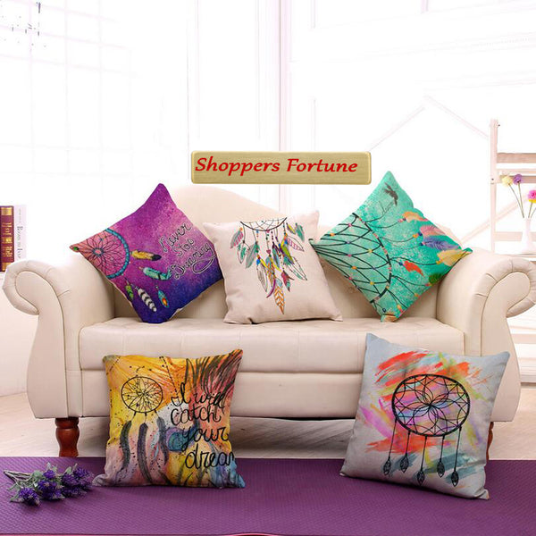 Artistic Feathers Cotton Feel Cushion Covers - 5 Piece/Set