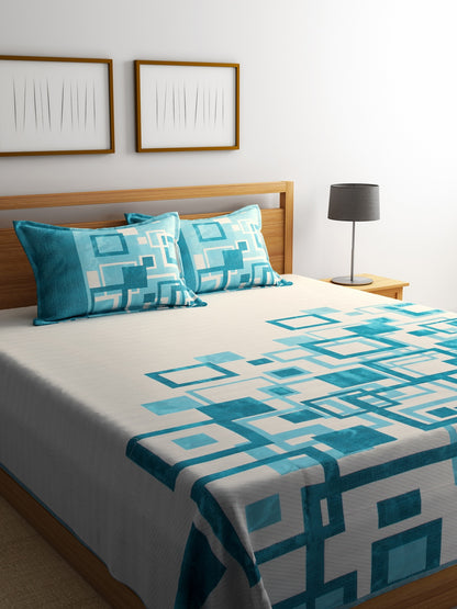 Channel of Maze Reversible Cotton Bedsheet - Cadet Blue