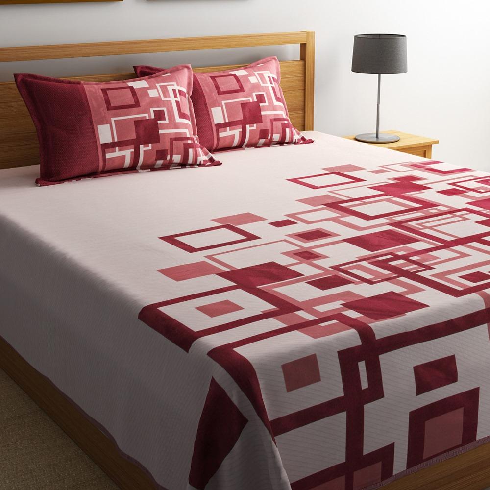 Channel of Maze Reversible Cotton Bedsheet - Rosewood