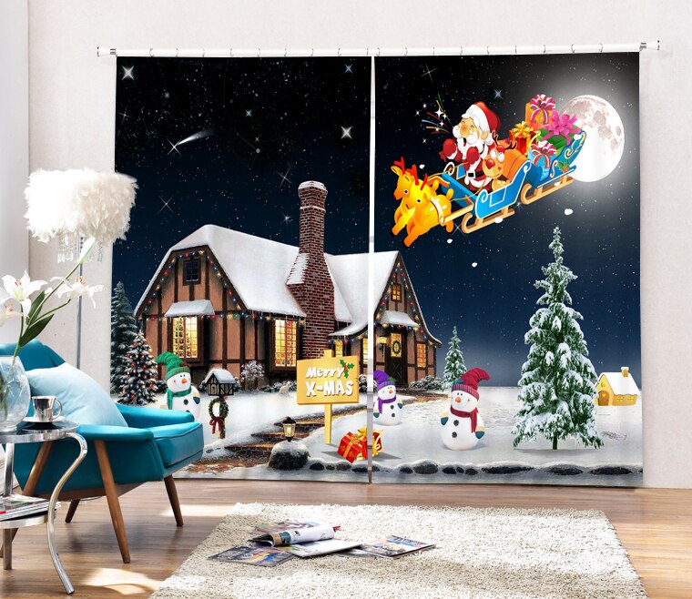 Christmas Theme Blackout Curtains - Merry X-Mas(Set of 2)