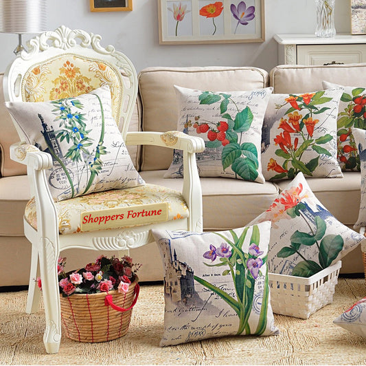 Classic House of Florists Cotton Feel Cushion Covers - 5 Piece/Set