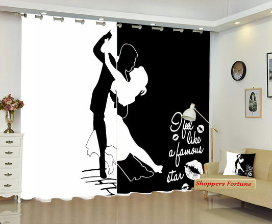 Classic Vintage Couple Blackout Curtains - Be Mine Forever(Set of 2)