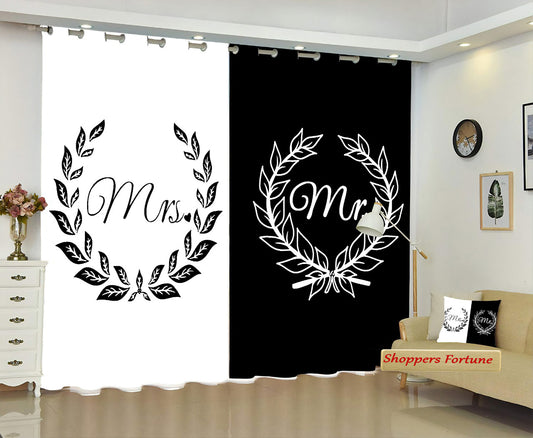 Classic Vintage Couple Blackout Curtains - Mr & Mrs(Set of 2)