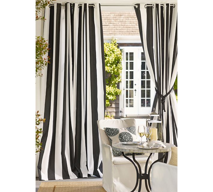Classic Vintage Style Premium Blackout Curtains - Black & White Striped(Set of 2)