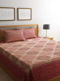 Royal Medallion Reversible Cotton Bedsheet - Maroon