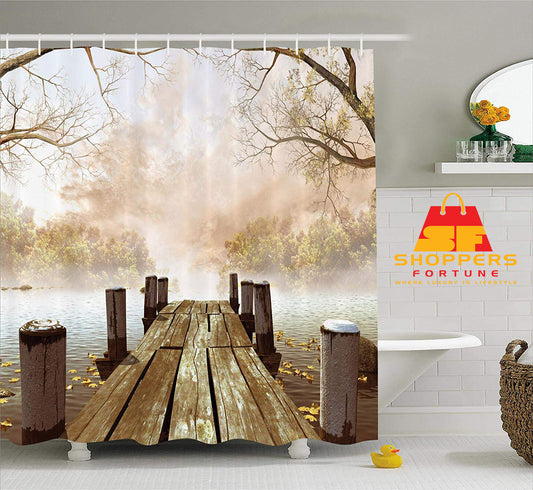 Digital Heavy Long Crush Curtains - Lakeview Paradise