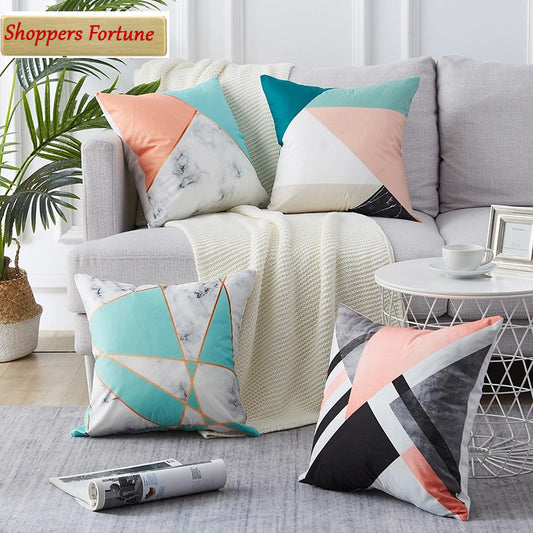 Modern Multi-Color Striped Cotton Feel Cushion Covers - 5 Piece/Set