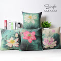 Lotus Blossoms Cotton Feel Cushion Covers - 5 Piece/Set