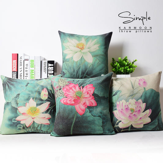 Lotus Blossoms Cotton Feel Cushion Covers - 5 Piece/Set