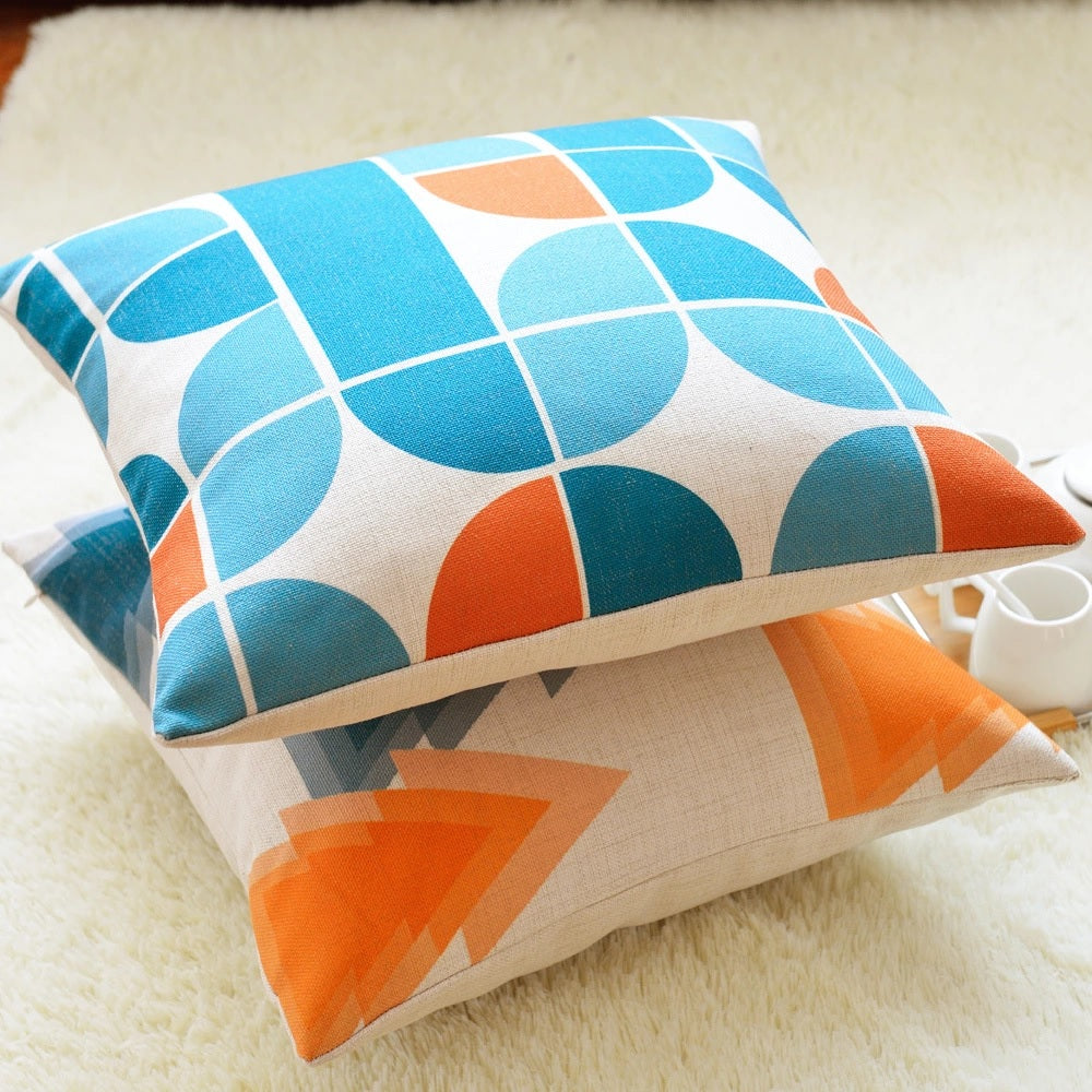 Modern Colorful Geometric Cotton Feel Cushion Covers - 5 Piece/Set