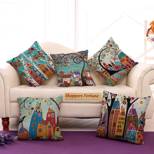Moroccan Style Architecture Cotton Feel Cushion Covers - 5 Piece/Set